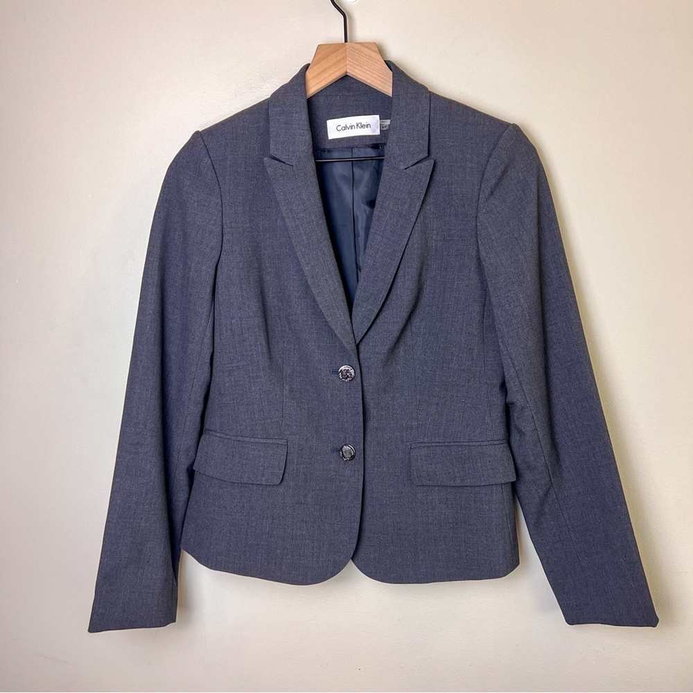 Calvin Klein Gray Padded Shoulder Blazer | 6p